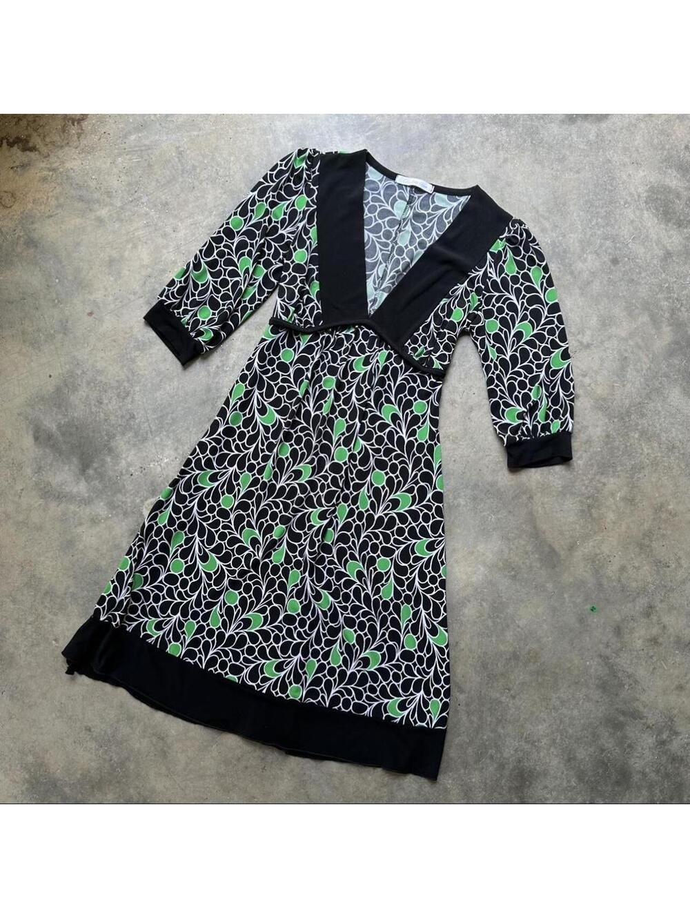 Charlotte Russe black, white/green leaf print dress